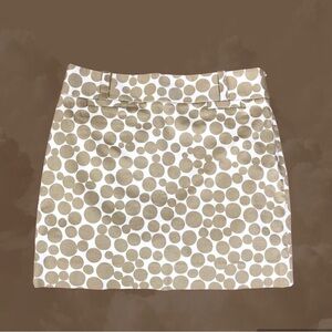 Like New J. Crew White & Taupe Polka Dot Mini Skirt Size 2